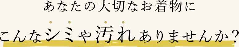 あなたの大切なお着物にこんなシミや汚れはありませんか?