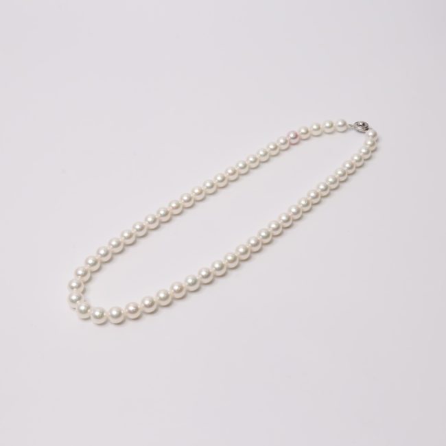 越物 ほほえみの真珠 サンゴパール入り 7.5-8.0mm ネックレス&イヤリングorピアス セット