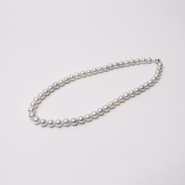越物 ほほえみの真珠 ナチュラルグレーパール 8.0-8.5mm ネックレス&イヤリングorピアス セット